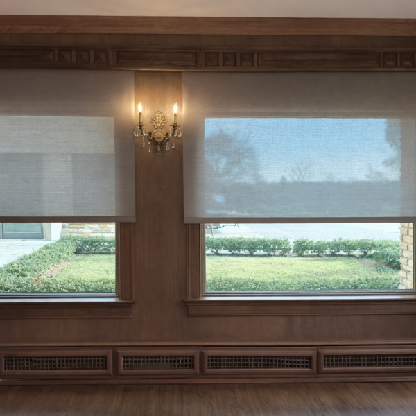 Modern screen shade providing daytime light control on a window
